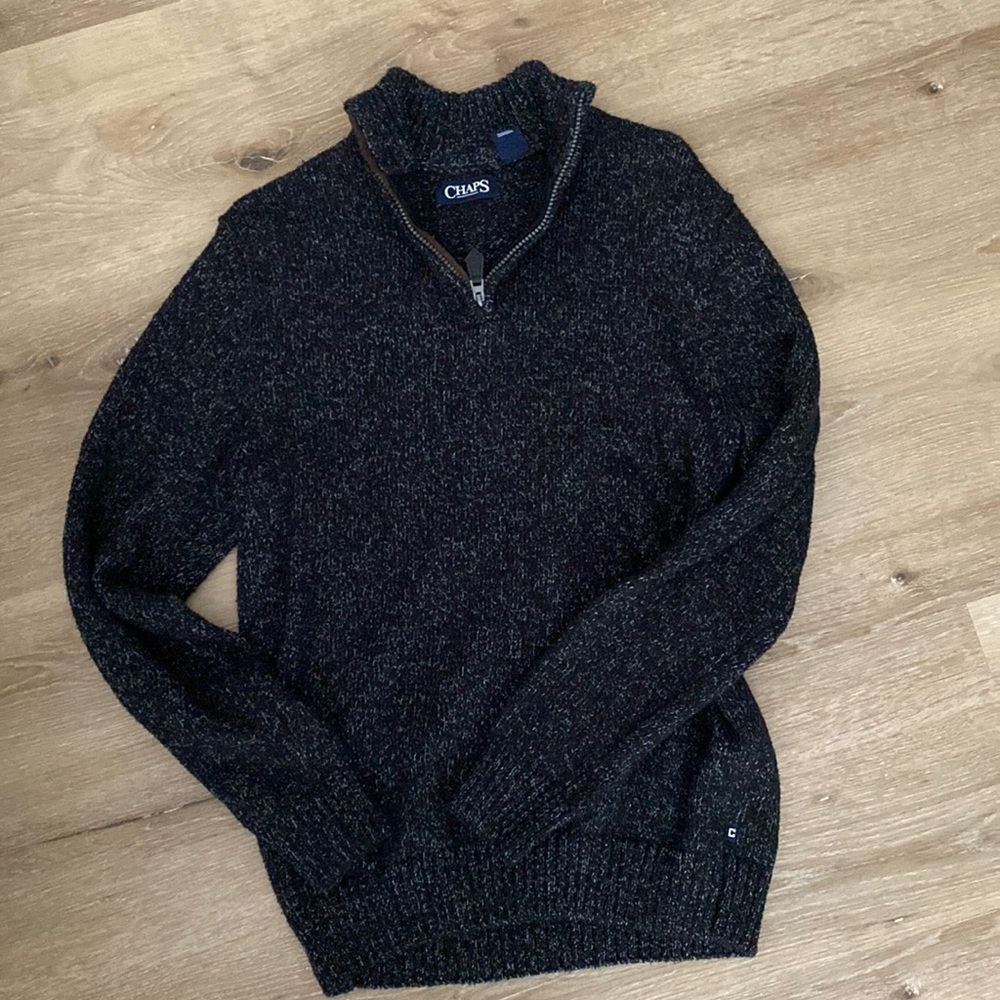 CHAPS mens Black and grey sweater with collar